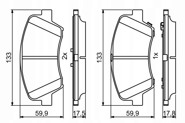 Bosch 0 986 494 712 тормозные колодки передние KIA HYUNDAI BOSCH BP1707 полный комплект