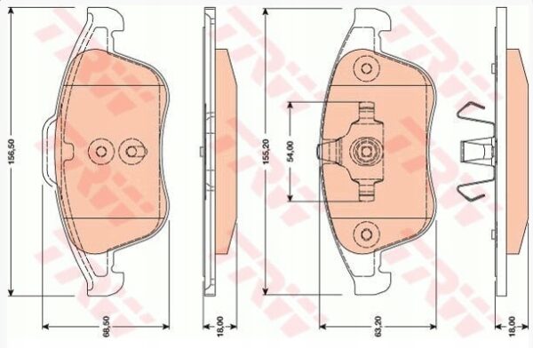 ТОРМОЗНЫЕ КОЛОДКИ ПЕРЕДНИЕ GDB1788 TRW RENAULT CLIO