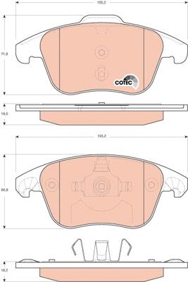 ТОРМОЗНЫЕ КОЛОДКИ ПЕРЕДНИЕ GDB1691 TRW CITROEN