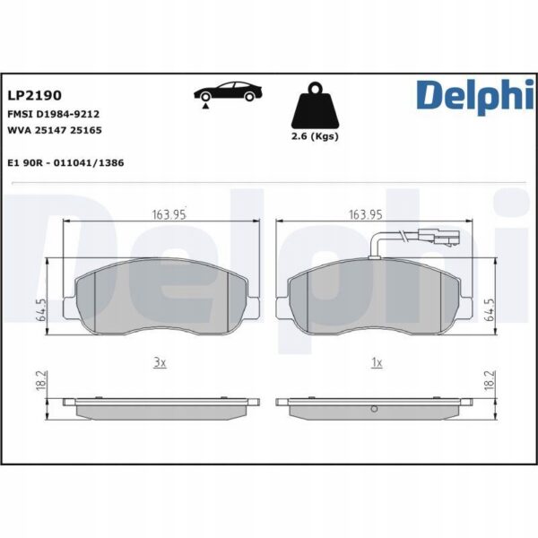 Комплект тормозных колодок спереди Delphi LP2190