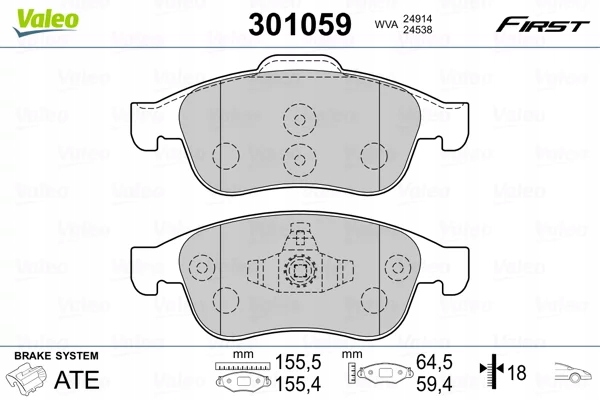 Valeo 301059 набор тормозных колодок, дисковые тормоза
