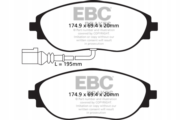 Тормозные колодки EBC BRAKES Green stuff-dp22127-передние