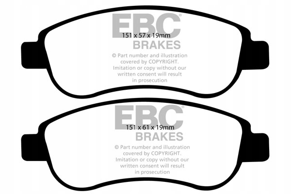 Тормозные колодки EBC Green stuff 6000 Series 4x4-dp61951-передние
