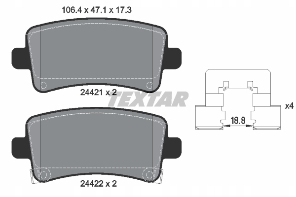 TEXTAR 2442101 ТОРМОЗНЫЕ КОЛОДКИ ЗАДНИЕ OPEL SAAB CHEV