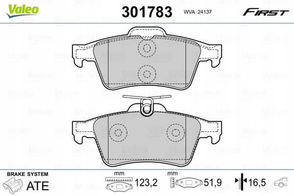Valeo 301783 набор тормозных колодок, дисковые тормоза